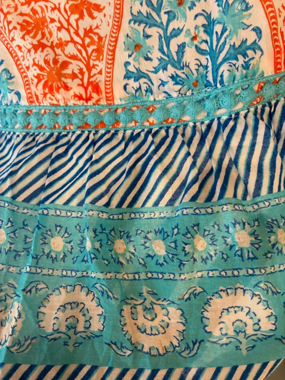 Crown & Ivy Orange Turquoise Paisley Dress Cotton - Picture 6 of 8